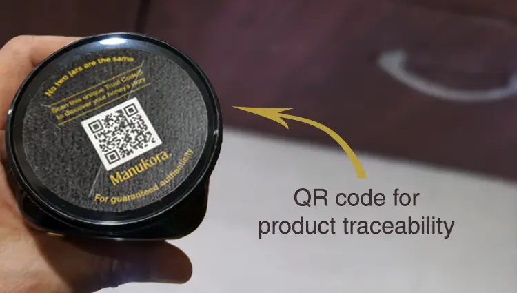 QR code on manukora's packaging