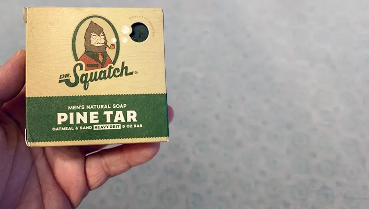 dr squatch pine tar soap packaging