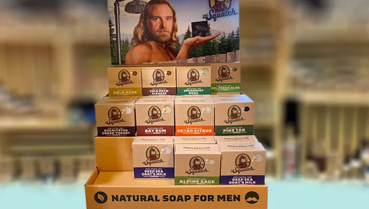 dr squatch soap display at a nearby store
